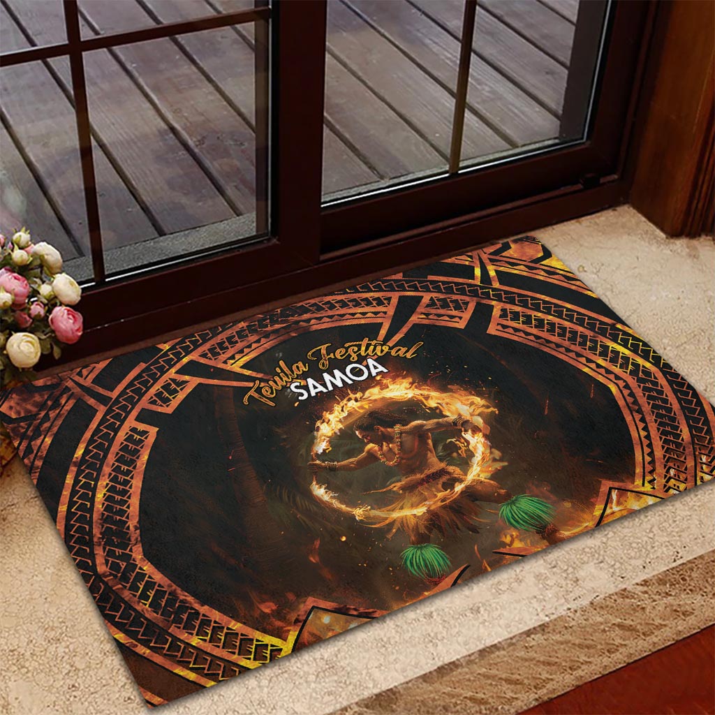 Samoa Teuila 2024 Festival Rubber Doormat Samoan Siva Afi With Red Gingers LT14 - Polynesian Pride