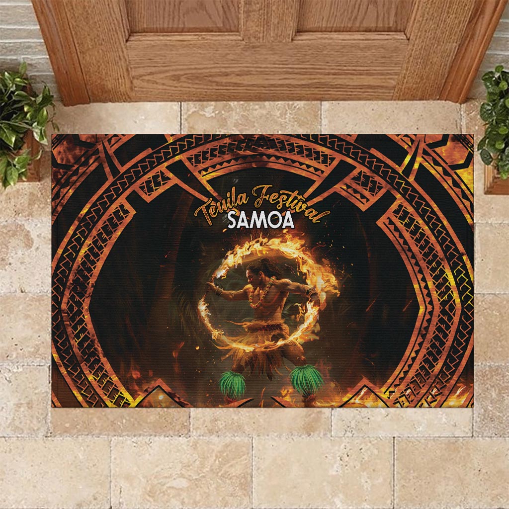 Samoa Teuila 2024 Festival Rubber Doormat Samoan Siva Afi With Red Gingers LT14 - Polynesian Pride