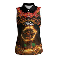 Samoa Teuila 2024 Festival Women Sleeveless Polo Shirt Samoan Siva Afi With Red Gingers LT14 Female Black - Polynesian Pride