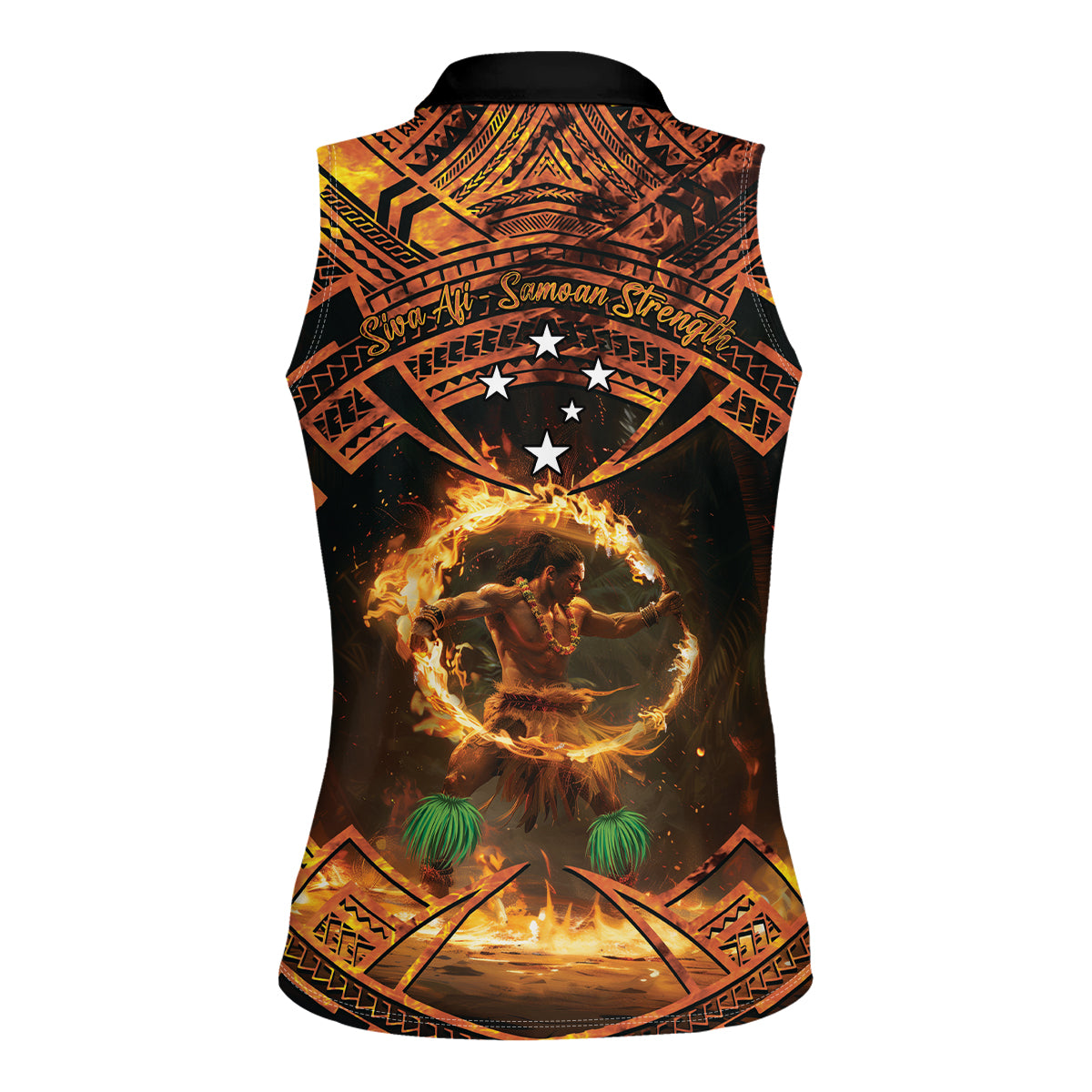 Samoa Teuila 2024 Festival Women Sleeveless Polo Shirt Samoan Siva Afi With Red Gingers LT14 - Polynesian Pride