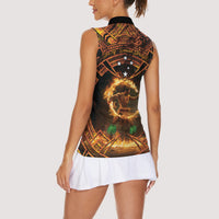 Samoa Teuila 2024 Festival Women Sleeveless Polo Shirt Samoan Siva Afi With Red Gingers LT14 - Polynesian Pride