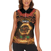 Samoa Teuila 2024 Festival Women Sleeveless Polo Shirt Samoan Siva Afi With Red Gingers LT14 - Polynesian Pride