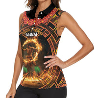 Samoa Teuila 2024 Festival Women Sleeveless Polo Shirt Samoan Siva Afi With Red Gingers LT14 - Polynesian Pride