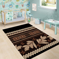 Black Samoa Siapo Teuila Flowers Area Rug