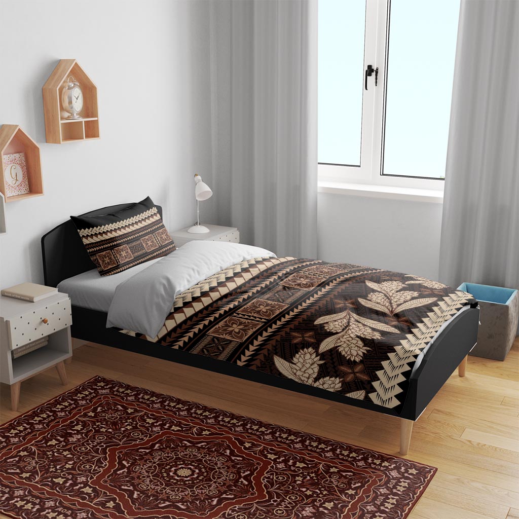 Black Samoa Siapo Teuila Flowers Bedding Set