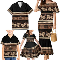 Black Samoa Siapo Teuila Flowers Family Matching Mermaid Dress and Hawaiian Shirt LT14 - Polynesian Pride
