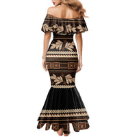 Black Samoa Siapo Teuila Flowers Family Matching Mermaid Dress and Hawaiian Shirt LT14 - Polynesian Pride
