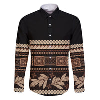Black Samoa Siapo Teuila Flowers Family Matching Short Sleeve Bodycon Dress and Hawaiian Shirt LT14 Dad's Shirt - Long Sleeve Black - Polynesian Pride