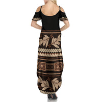 Black Samoa Siapo Teuila Flowers Family Matching Summer Maxi Dress and Hawaiian Shirt LT14 - Polynesian Pride