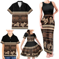 Black Samoa Siapo Teuila Flowers Family Matching Tank Maxi Dress and Hawaiian Shirt LT14 - Polynesian Pride