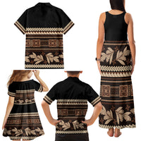 Black Samoa Siapo Teuila Flowers Family Matching Tank Maxi Dress and Hawaiian Shirt LT14 - Polynesian Pride
