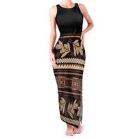 Black Samoa Siapo Teuila Flowers Family Matching Tank Maxi Dress and Hawaiian Shirt LT14 Mom's Dress Black - Polynesian Pride