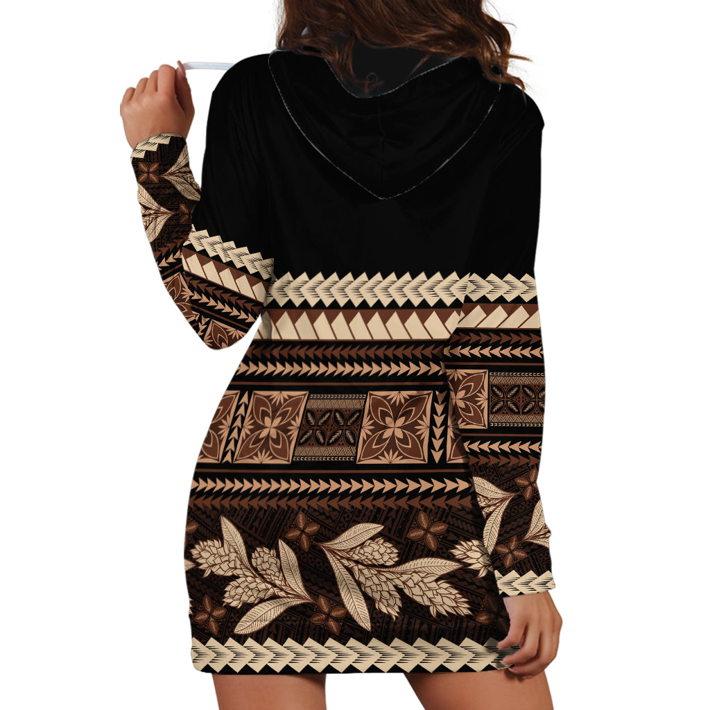 Black Samoa Siapo Teuila Flowers Hoodie Dress LT14 - Polynesian Pride