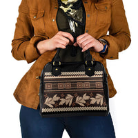 Black Samoa Siapo Teuila Flowers Shoulder Handbag
