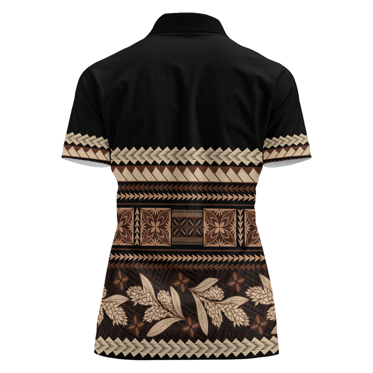 Black Samoa Siapo Teuila Flowers Women Polo Shirt