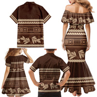 Brown Samoa Siapo Teuila Flowers Family Matching Mermaid Dress and Hawaiian Shirt LT14 - Polynesian Pride