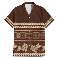 Brown Samoa Siapo Teuila Flowers Family Matching Mermaid Dress and Hawaiian Shirt LT14 Dad's Shirt - Short Sleeve Brown - Polynesian Pride
