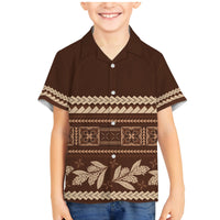 Brown Samoa Siapo Teuila Flowers Family Matching Mermaid Dress and Hawaiian Shirt LT14 Son's Shirt Brown - Polynesian Pride