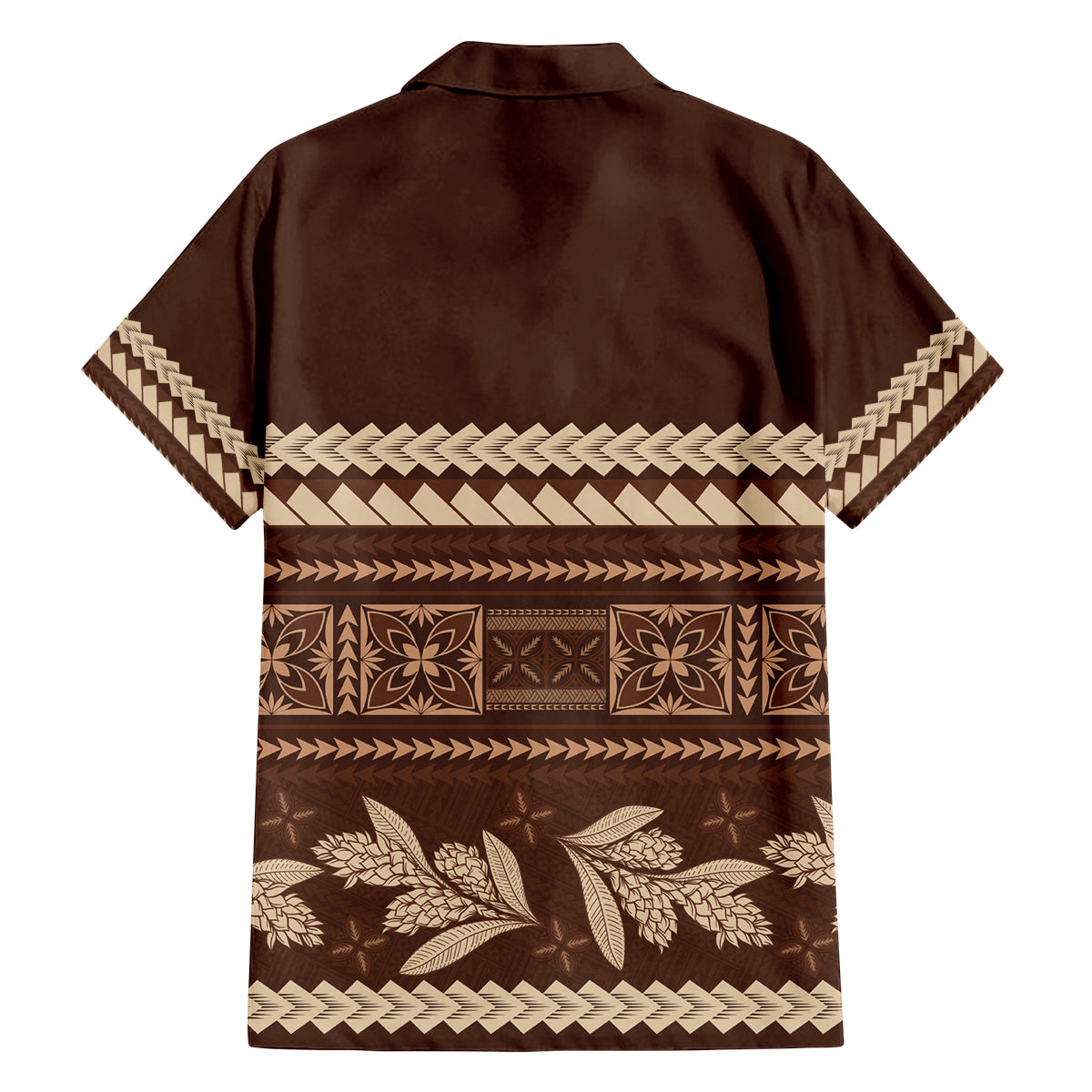 Brown Samoa Siapo Teuila Flowers Family Matching Off Shoulder Maxi Dress and Hawaiian Shirt LT14 - Polynesian Pride