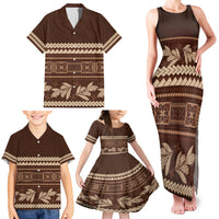 Brown Samoa Siapo Teuila Flowers Family Matching Tank Maxi Dress and Hawaiian Shirt LT14 - Polynesian Pride