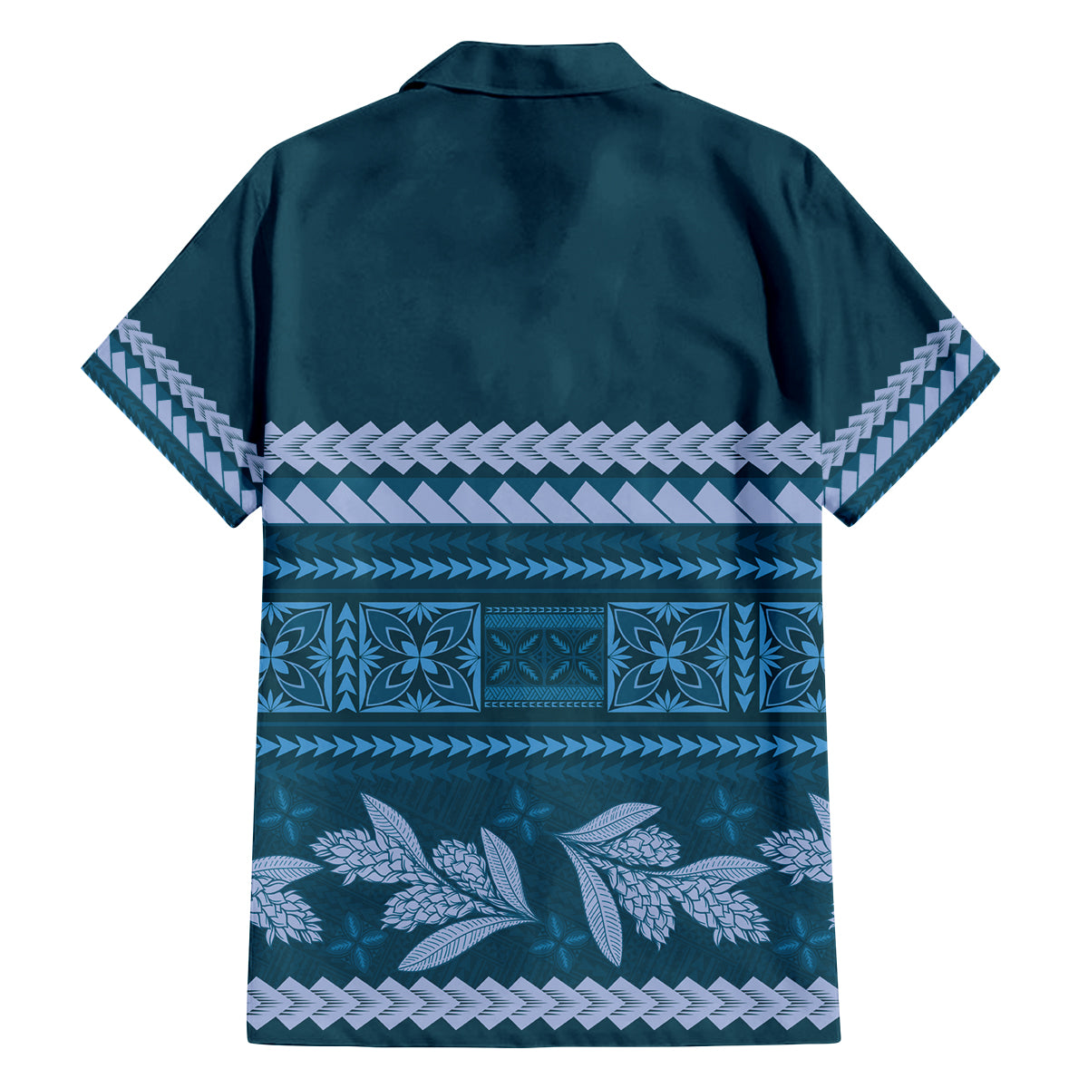 Dark Cyan Samoa Siapo Teuila Flowers Family Matching Summer Maxi Dress and Hawaiian Shirt LT14 - Polynesian Pride