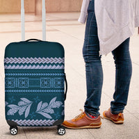 Dark Cyan Samoa Siapo Teuila Flowers Luggage Cover LT14 Dark Cyan - Polynesian Pride