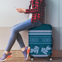 Dark Cyan Samoa Siapo Teuila Flowers Luggage Cover LT14 - Polynesian Pride