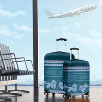 Dark Cyan Samoa Siapo Teuila Flowers Luggage Cover LT14 - Polynesian Pride