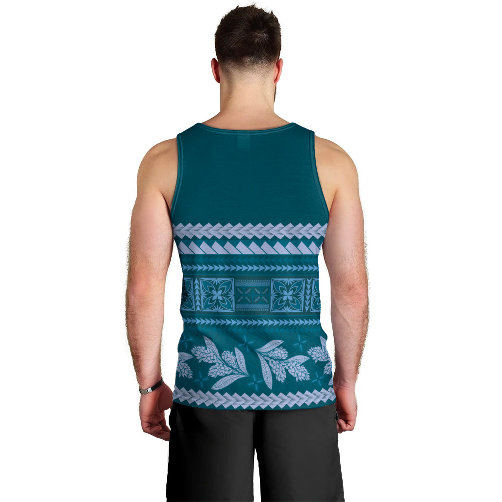 Dark Cyan Samoa Siapo Teuila Flowers Men Tank Top