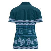 Dark Cyan Samoa Siapo Teuila Flowers Women Polo Shirt