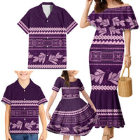 Purple Samoa Siapo Teuila Flowers Family Matching Mermaid Dress and Hawaiian Shirt LT14 - Polynesian Pride