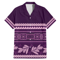 Purple Samoa Siapo Teuila Flowers Family Matching Mermaid Dress and Hawaiian Shirt LT14 Dad's Shirt - Short Sleeve Purple - Polynesian Pride