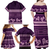 Purple Samoa Siapo Teuila Flowers Family Matching Off Shoulder Maxi Dress and Hawaiian Shirt LT14 - Polynesian Pride