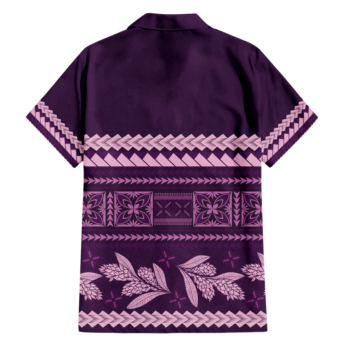 Purple Samoa Siapo Teuila Flowers Family Matching Off Shoulder Maxi Dress and Hawaiian Shirt LT14 - Polynesian Pride