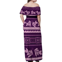 Purple Samoa Siapo Teuila Flowers Family Matching Off Shoulder Maxi Dress and Hawaiian Shirt LT14 - Polynesian Pride