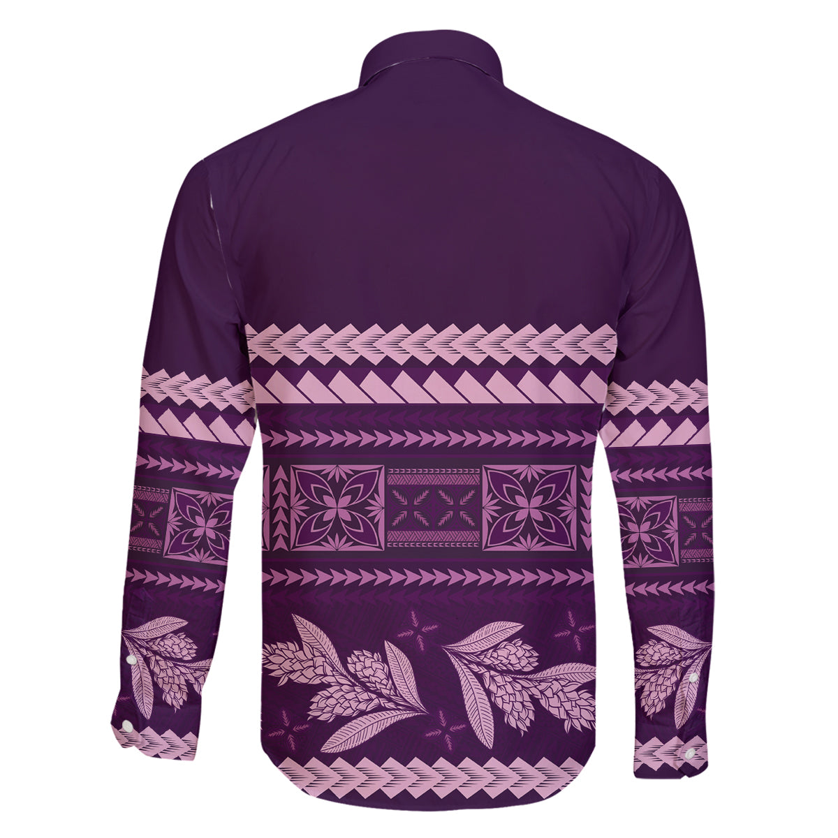 Purple Samoa Siapo Teuila Flowers Family Matching Off Shoulder Short Dress and Hawaiian Shirt LT14 - Polynesian Pride