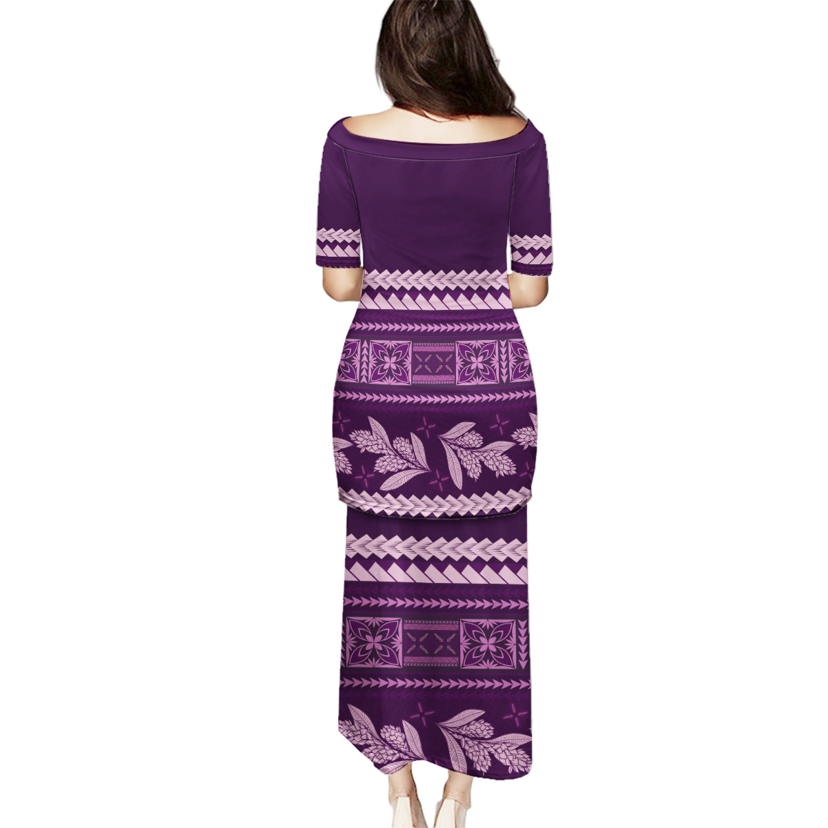 Purple Samoa Siapo Teuila Flowers Family Matching Puletasi and Hawaiian Shirt LT14 - Polynesian Pride
