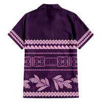 Purple Samoa Siapo Teuila Flowers Family Matching Short Sleeve Bodycon Dress and Hawaiian Shirt LT14 - Polynesian Pride
