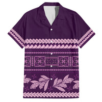 Purple Samoa Siapo Teuila Flowers Family Matching Summer Maxi Dress and Hawaiian Shirt LT14 Dad's Shirt - Short Sleeve Purple - Polynesian Pride
