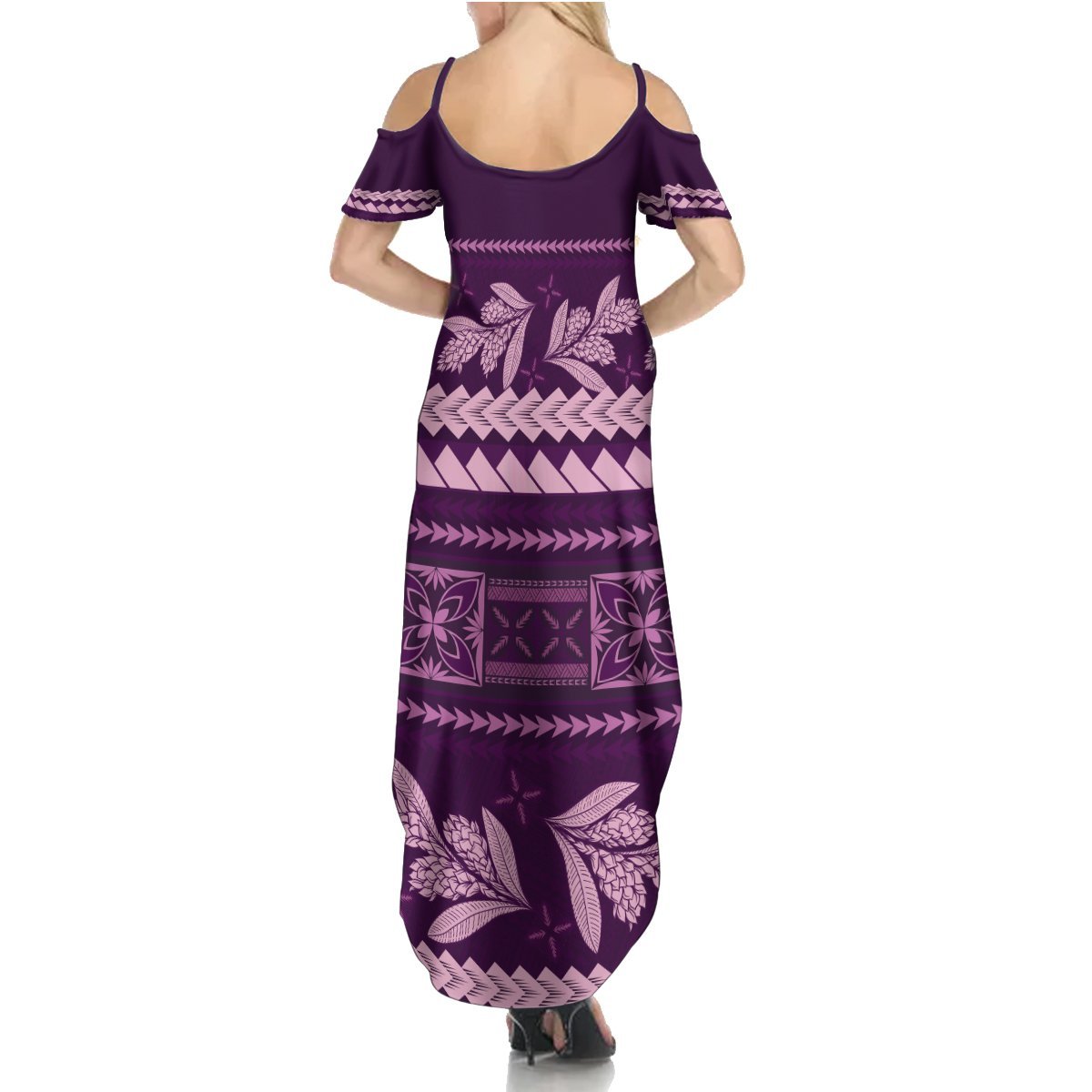 Purple Samoa Siapo Teuila Flowers Summer Maxi Dress LT14 - Polynesian Pride