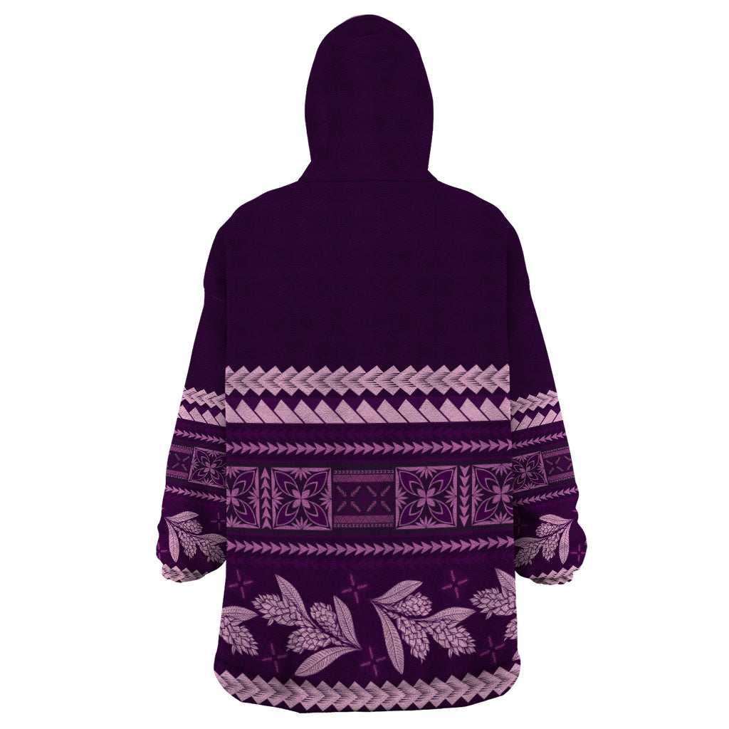 Purple Samoa Siapo Teuila Flowers Wearable Blanket Hoodie