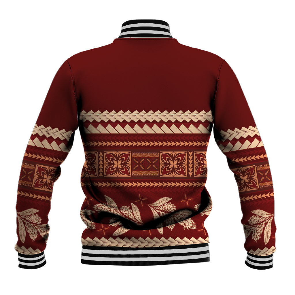 Red Samoa Siapo Teuila Flowers Baseball Jacket