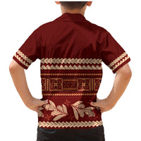Red Samoa Siapo Teuila Flowers Family Matching Mermaid Dress and Hawaiian Shirt LT14 - Polynesian Pride