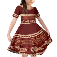 Red Samoa Siapo Teuila Flowers Family Matching Mermaid Dress and Hawaiian Shirt LT14 Daughter's Dress Red - Polynesian Pride