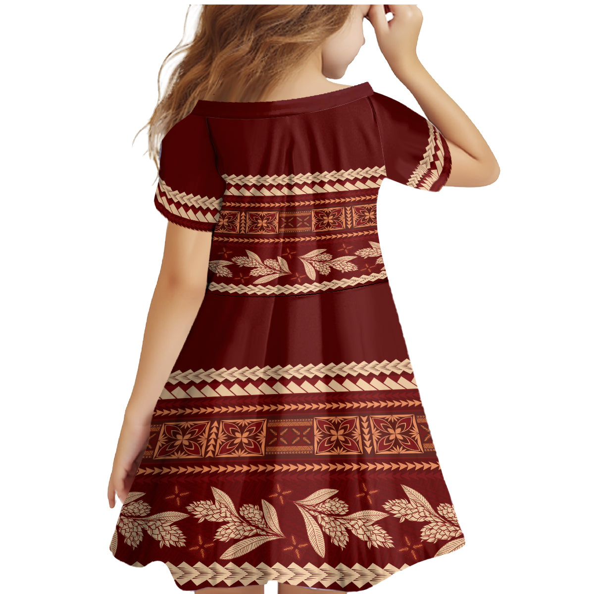 Red Samoa Siapo Teuila Flowers Family Matching Mermaid Dress and Hawaiian Shirt LT14 - Polynesian Pride