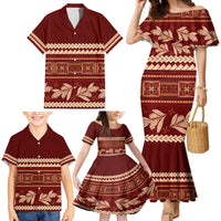 Red Samoa Siapo Teuila Flowers Family Matching Mermaid Dress and Hawaiian Shirt LT14 - Polynesian Pride