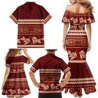 Red Samoa Siapo Teuila Flowers Family Matching Mermaid Dress and Hawaiian Shirt LT14 - Polynesian Pride