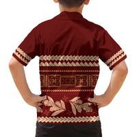 Red Samoa Siapo Teuila Flowers Family Matching Off Shoulder Maxi Dress and Hawaiian Shirt LT14 - Polynesian Pride