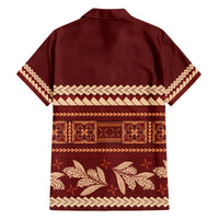 Red Samoa Siapo Teuila Flowers Family Matching Off Shoulder Maxi Dress and Hawaiian Shirt LT14 - Polynesian Pride