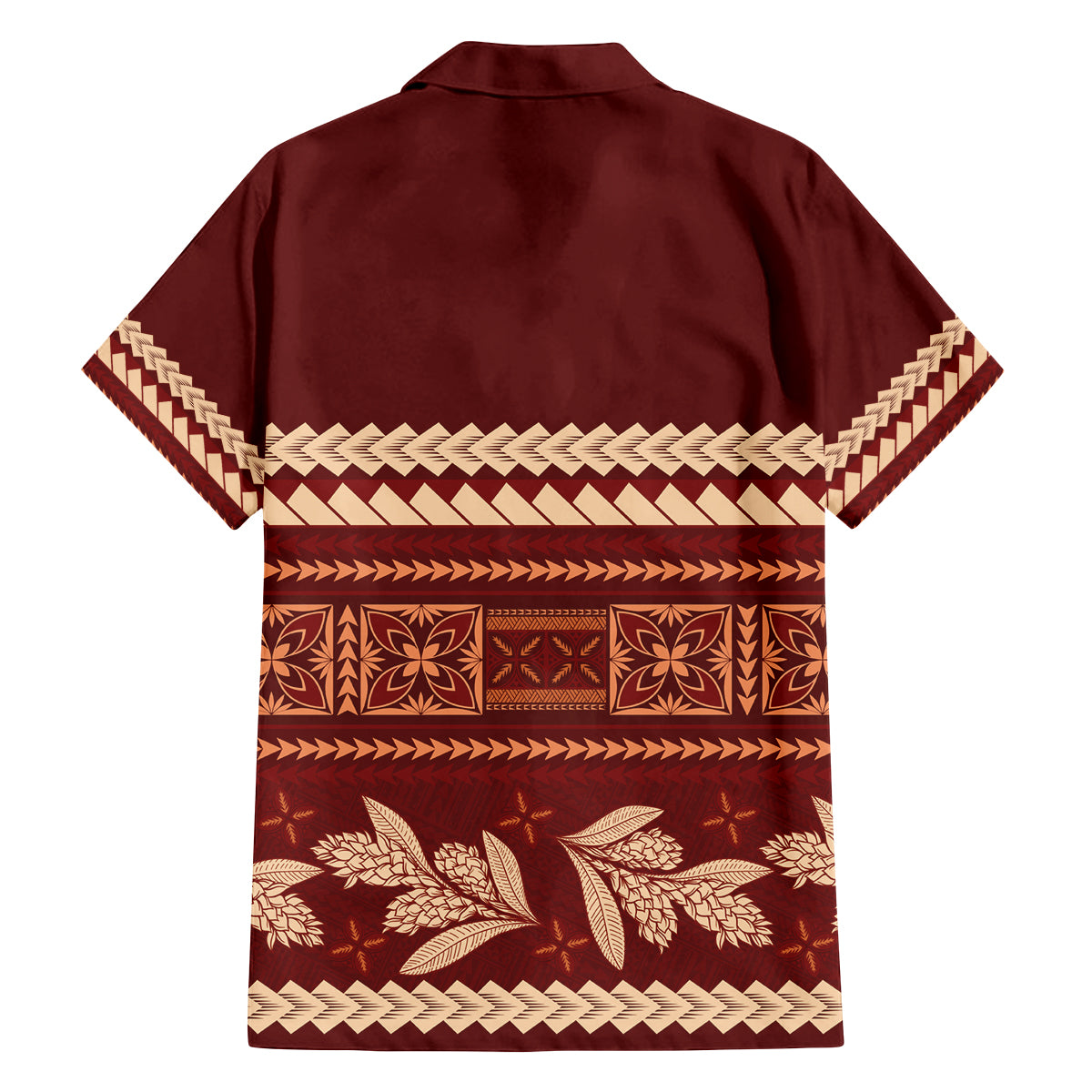 Red Samoa Siapo Teuila Flowers Family Matching Off Shoulder Short Dress and Hawaiian Shirt LT14 - Polynesian Pride